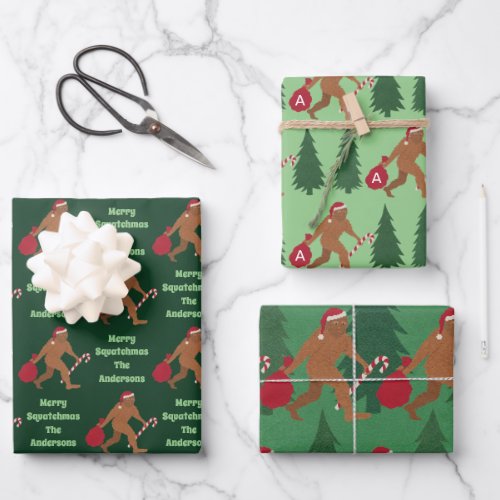 Santa Squatch Cute Assortment Funny Christmas Wrapping Paper Sheets