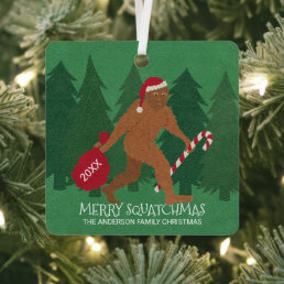 Santa Squatch Funny Christmas Double Sided Cute Metal Ornament