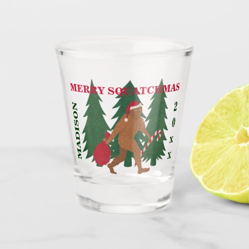Santa Squatch Funny Christmas Geek Personalized Shot Glass