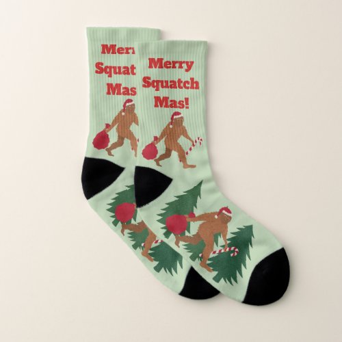 Santa Squatch Holiday Bigfoot SML Ugly Christmas Socks