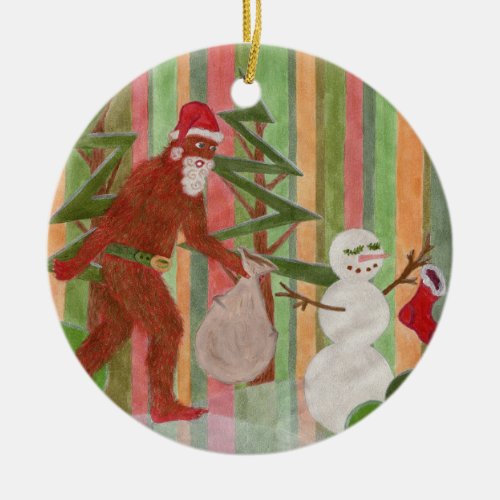 Santa_Squatch I Believe Ceramic Ornament