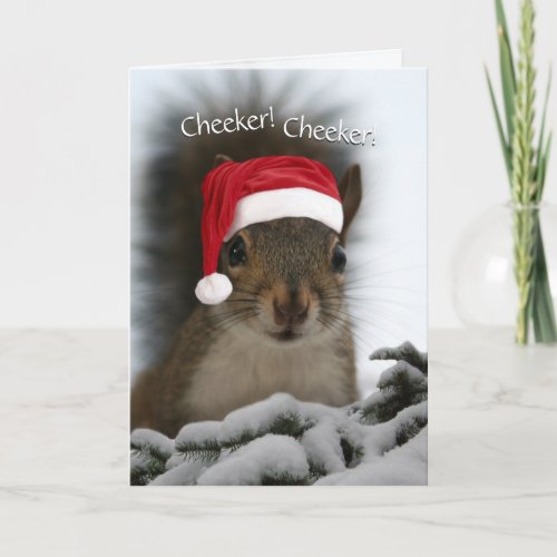 Santa Squirrel Cheeker Cheeker Christmas Holiday Card