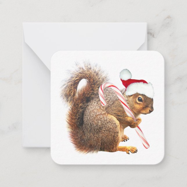 Santa Squirrel Gift Tags Note Card (Front)