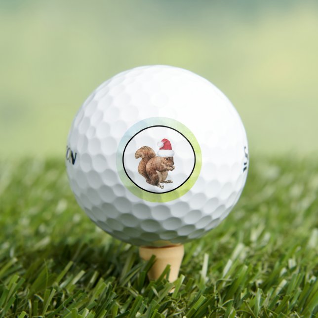 Santa Squirrel Humorous Golf Balls (Insitu Tee)