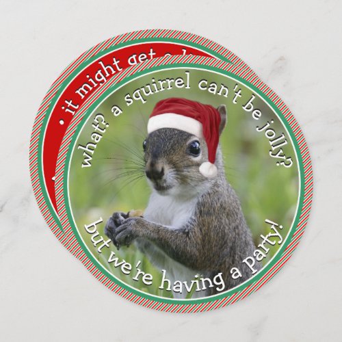 Santa Squirrel is Jolly  Holiday Party Invitation