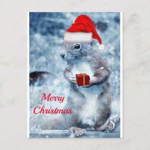 Santa Squirrel Merry Christmas Postcard