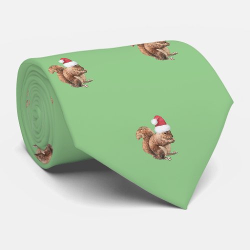 Santa Squirrel Pattern Humorous  Neck Tie