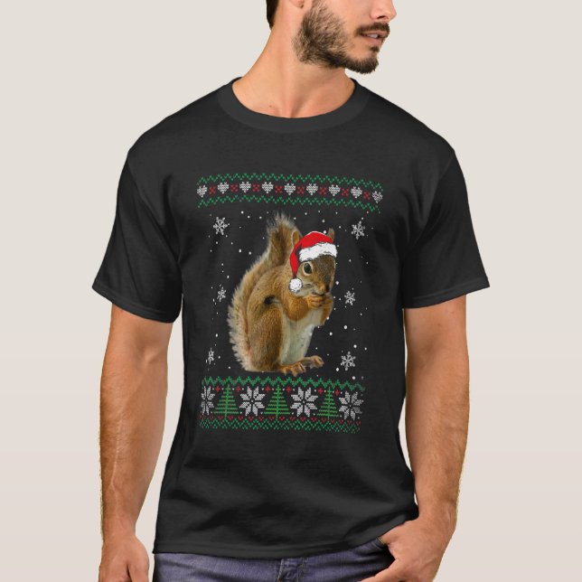 Santa Squirrel Ugly Sweater Animals Christmas Paja (Front)