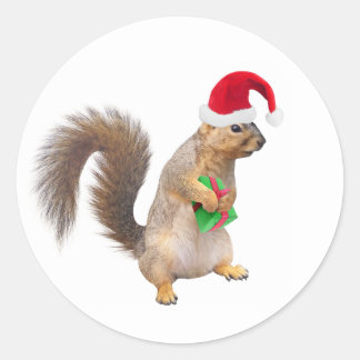Santa Squirrel with Green Gift Stickers