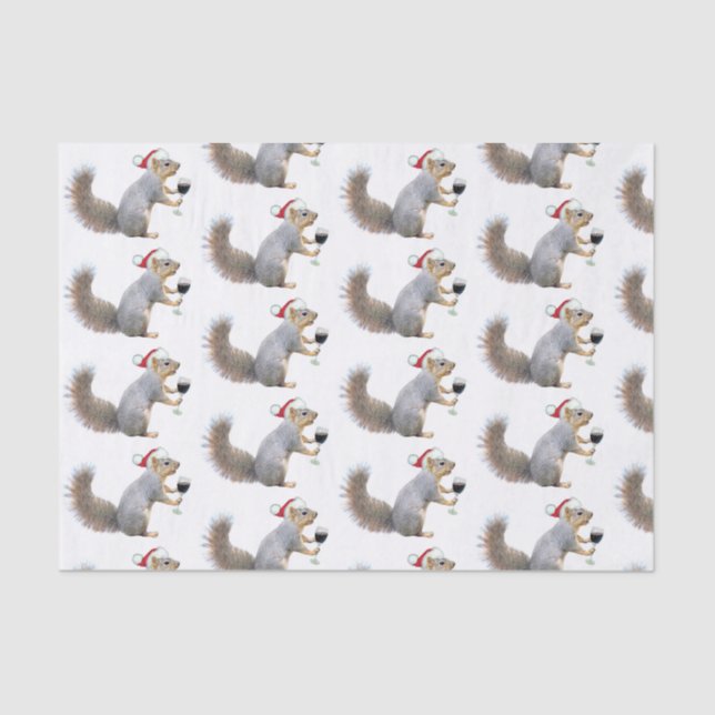 Santa Squirrel with Wine Tissue Paper (Front)