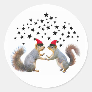 Santa Squirrels with Stars Stickers