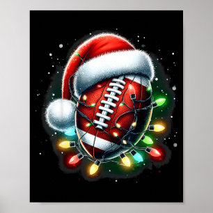 Santa Srts Design For Men Boys Christmas Football Poster
