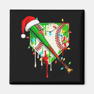 Santa Srts Ice Baseball Christmas Xmas Pajama Kid Magnet