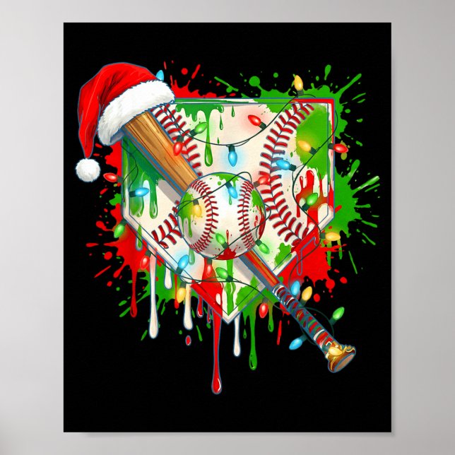 Santa Srts Ice Baseball Christmas Xmas Pajama Kid  Poster (Front)