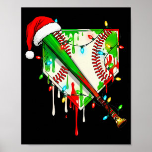 Santa Srts Ice Baseball Christmas Xmas Pajama Kid Poster