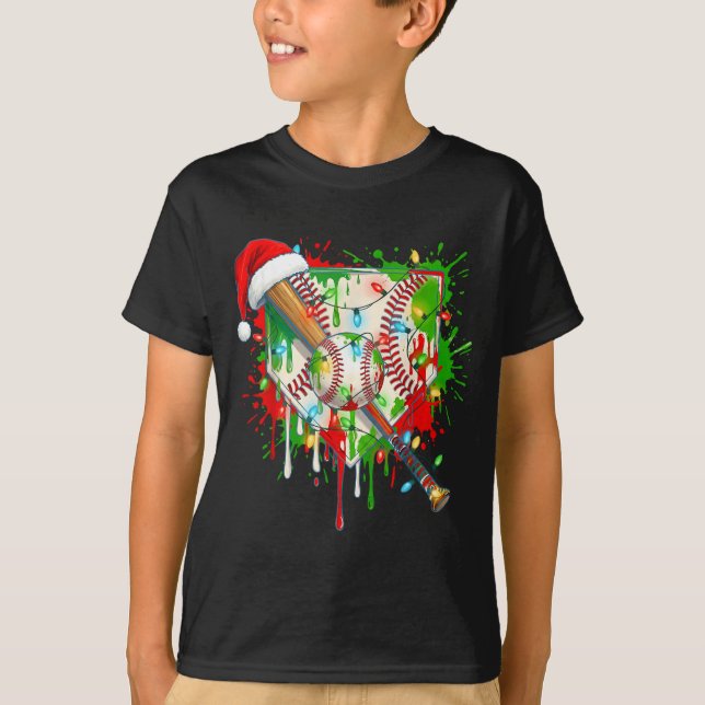 Santa Srts Ice Baseball Christmas Xmas Pajama Kid  T-Shirt (Front)