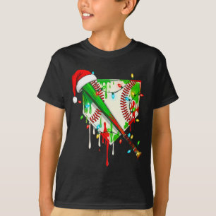 Santa Srts Ice Baseball Christmas Xmas Pajama Kid T-Shirt