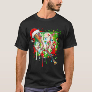 Santa Srts Ice Baseball Christmas Xmas Pajama Kid  T-Shirt