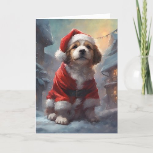 Santa St Bernard Holiday Dog Greetings Puppy