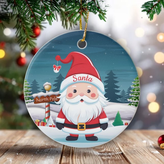Santa, St Nicholas Kris Kringle Father Xmas 🎄🎅🏼 Ceramic Ornament (Personalizable Santa Claus Christmas Berry Red Ornament Customizable Text  Holiday Decoration 🎄🎅🏼)