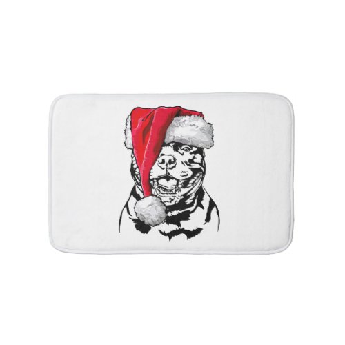 Santa Staffordshire Bull Terrier Christmas dog mom Bath Mat