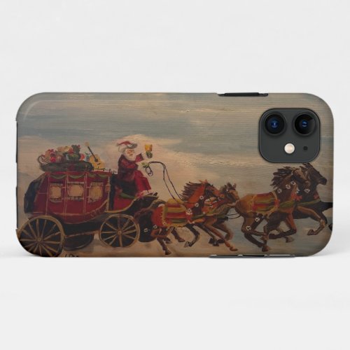 Santa Stage Coach original by Gary Poling iPhone 11 Case