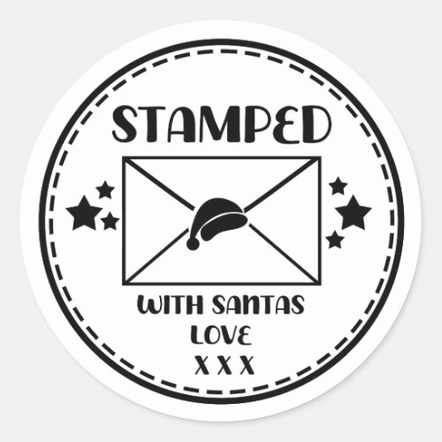 Santa Stamped Christmas Favor Present Gift Classic Round Sticker