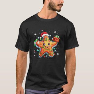 Santa Starfish Holding Christmas Candy Xmas Lights T-Shirt