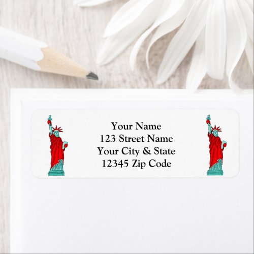 Santa Statue of Liberty custom Christmas address Label