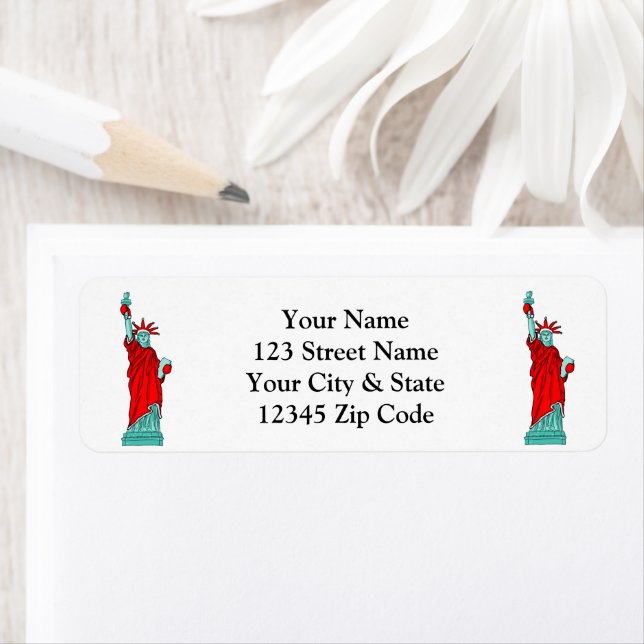 Santa Statue of Liberty custom Christmas address Label (Insitu)