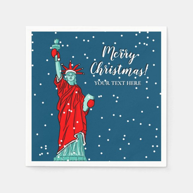 Santa statue of liberty custom Christmas party Napkins (Front)
