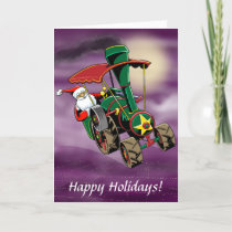 Santa steam tractor 2 holiday card