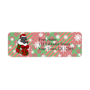 Santa Stocking Black Labrador Puppy Cartoon Label