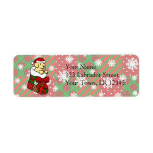 Santa Stocking Yellow Labrador Puppy Cartoon Label
