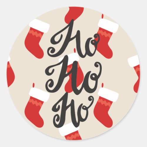 Santa Stockings Christmas Holiday HO HO HO Favor Classic Round Sticker