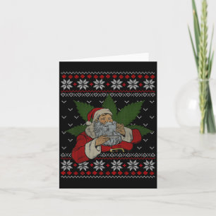 Santa Stoner Smoking Weed Humor Ugly Christmas Card