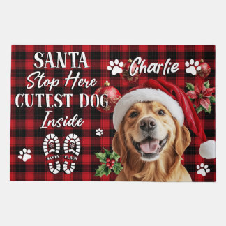 Santa Stop Here Christmas Doormat – Funny Festive 