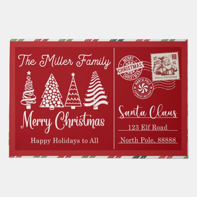 Santa Stop Here Christmas Doormat – Funny Festive  (Front)
