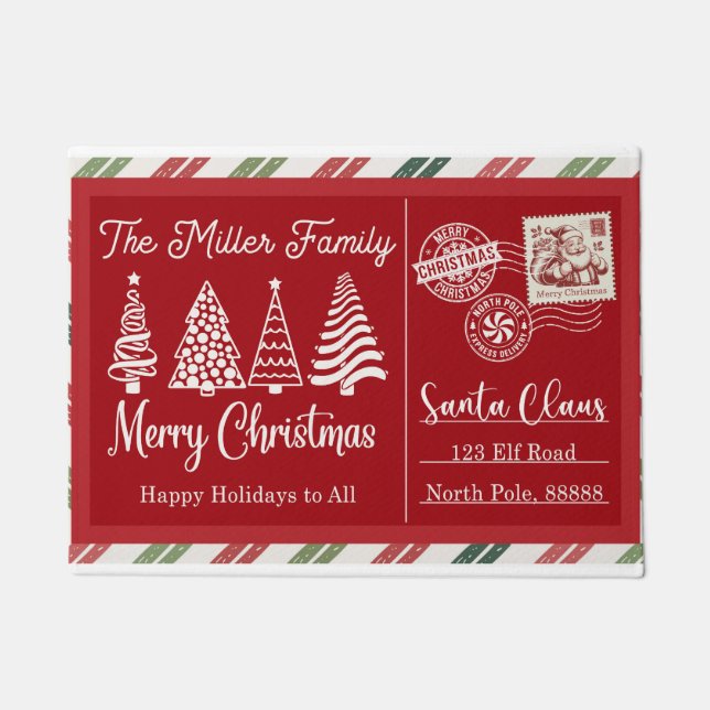 Santa Stop Here Christmas Doormat – Funny Festive  (Front)