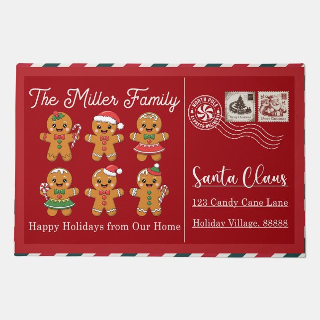 Santa Stop Here Christmas Doormat – Funny Festive  (Front)