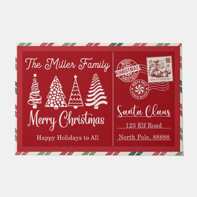 Santa Stop Here Christmas Doormat – Funny Festive  (Front)