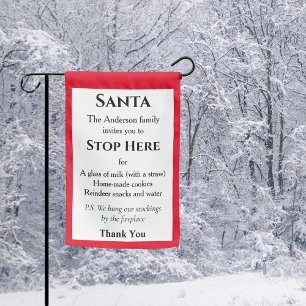Santa Stop Here Father Christmas Modern Winter Garden Flag