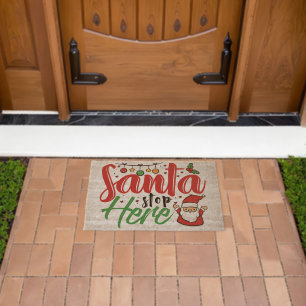 Santa Stop Here Fiber Doormat