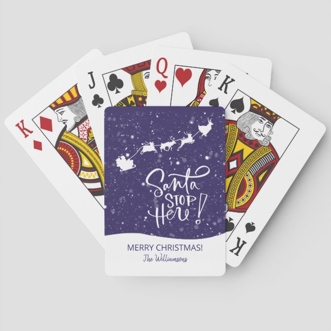 Santa stop here! Fun Snowy Night Poker Cards (Back)