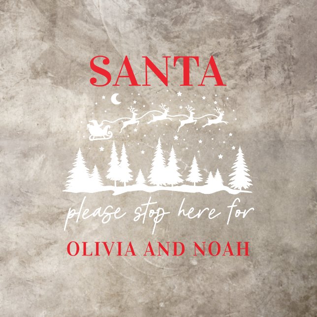 Santa stop here personalised Christmas modern  Floor Decals (Insitu)