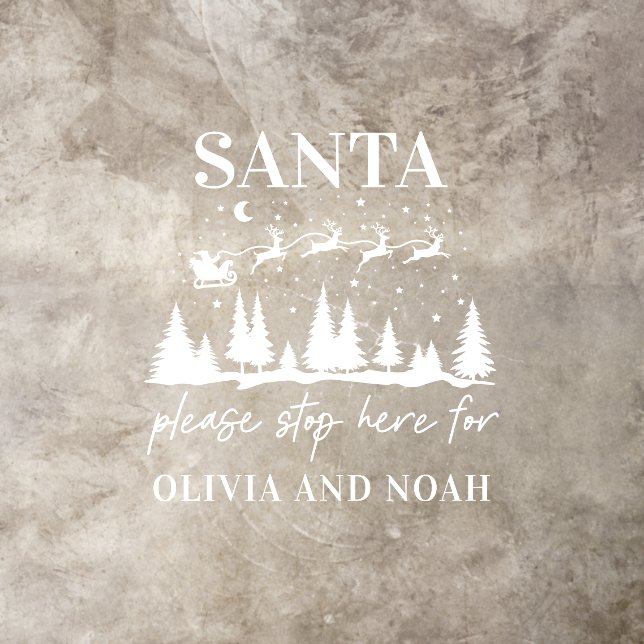 Santa stop here personalised Christmas modern  Floor Decals (Insitu)