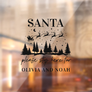 Santa stop here personalised Christmas modern Window Cling