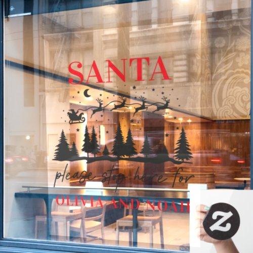 Santa stop here personalised Christmas modern Window Cling