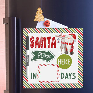 Santa Stops Here in .. Days Countdown to Christmas Dry Erase Board