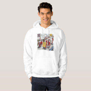 Santa Strike men white hooded sweatshirt